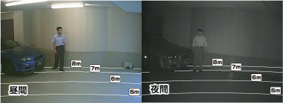 夜間は赤外線撮影をするため白黒の映像になります。